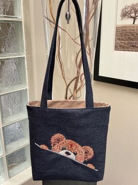 TEDDY BEAR Tote Bag, Embroidery, Made in Canada